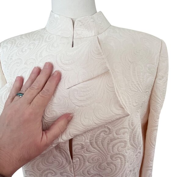 Tahari Arthur S. Levine Ivory Brocade Coat Dress Set Elegant Formal Wear 16 NWT - Picture 10 of 13